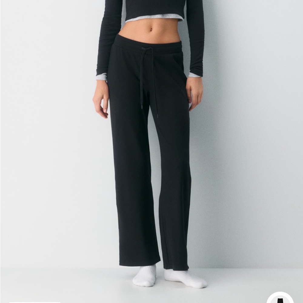 Aritzia Black Wide-Leg Drawstring Track Pants